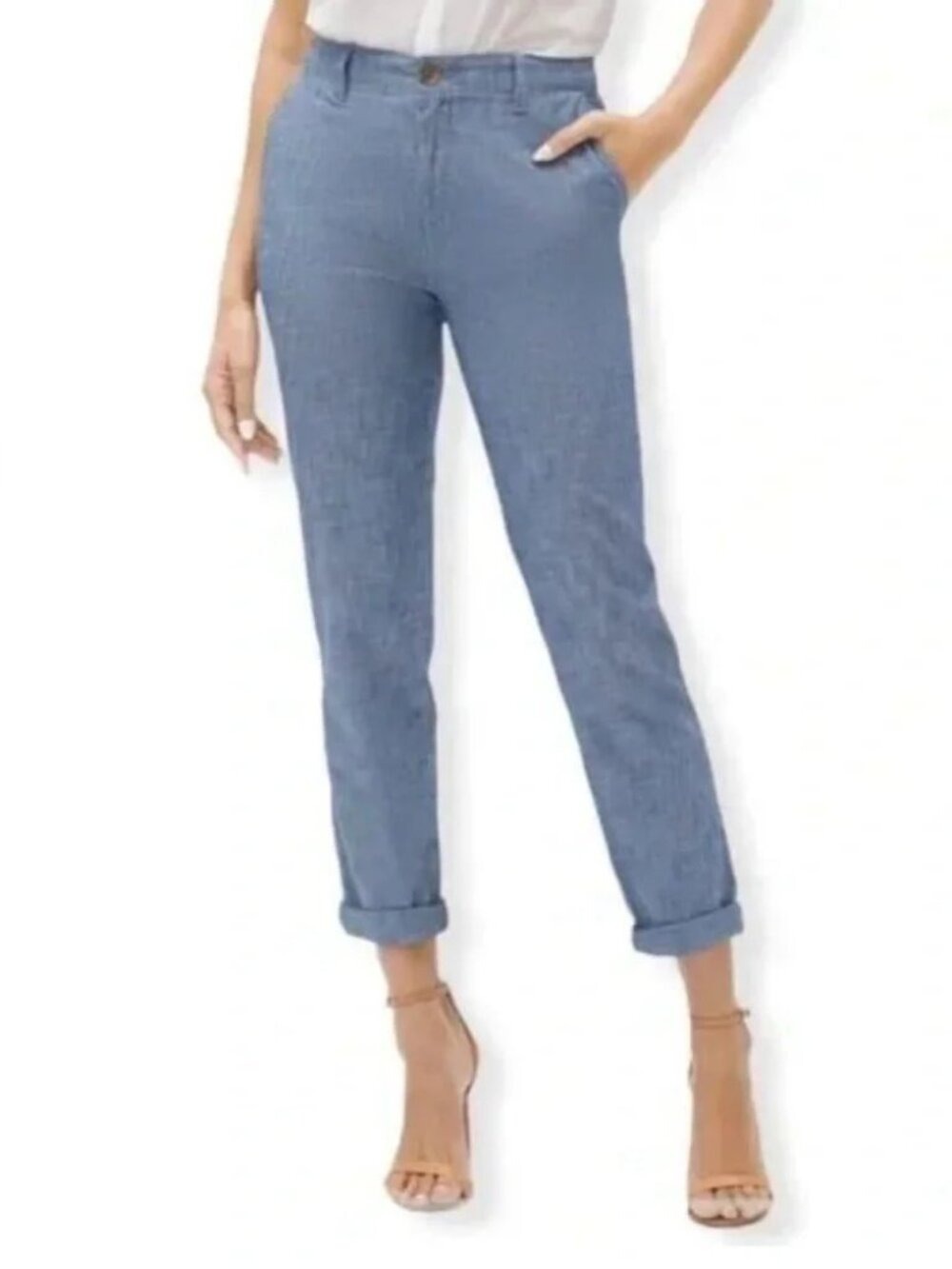 GAP Girlfriend Chino Light Indigo Lightweight Chambray Trouser Size 2